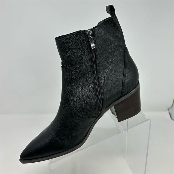 Franco Sarto Women's Black Leather Chelsea Boots Size 10M Pointed Toe Western - Picture 3 of 13
